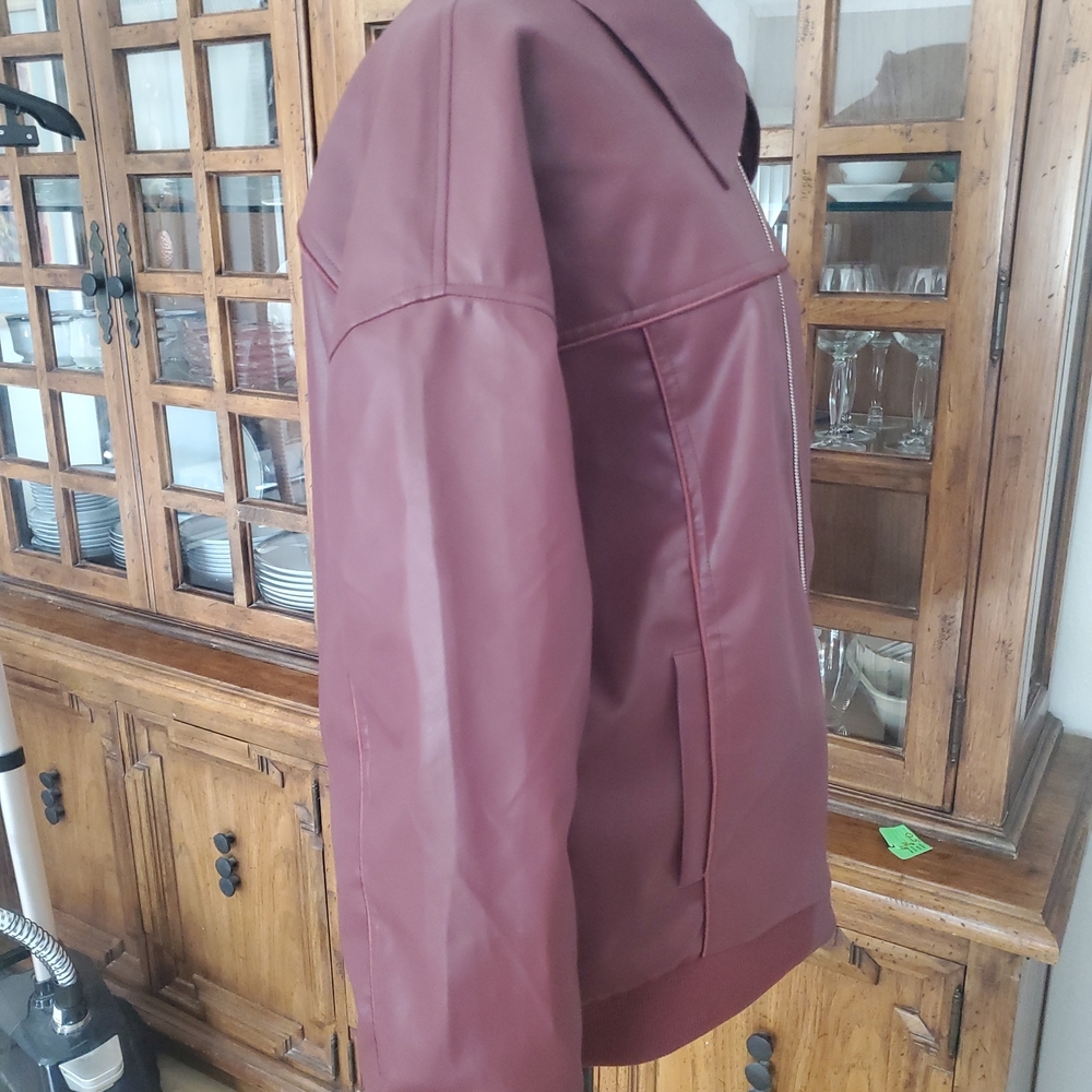 Princess Polly Burgundy Leather Jacket - Picture 5 of 7